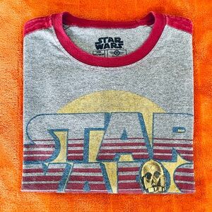 Star Wars Red Striped T Shirt Size M Medium Gray